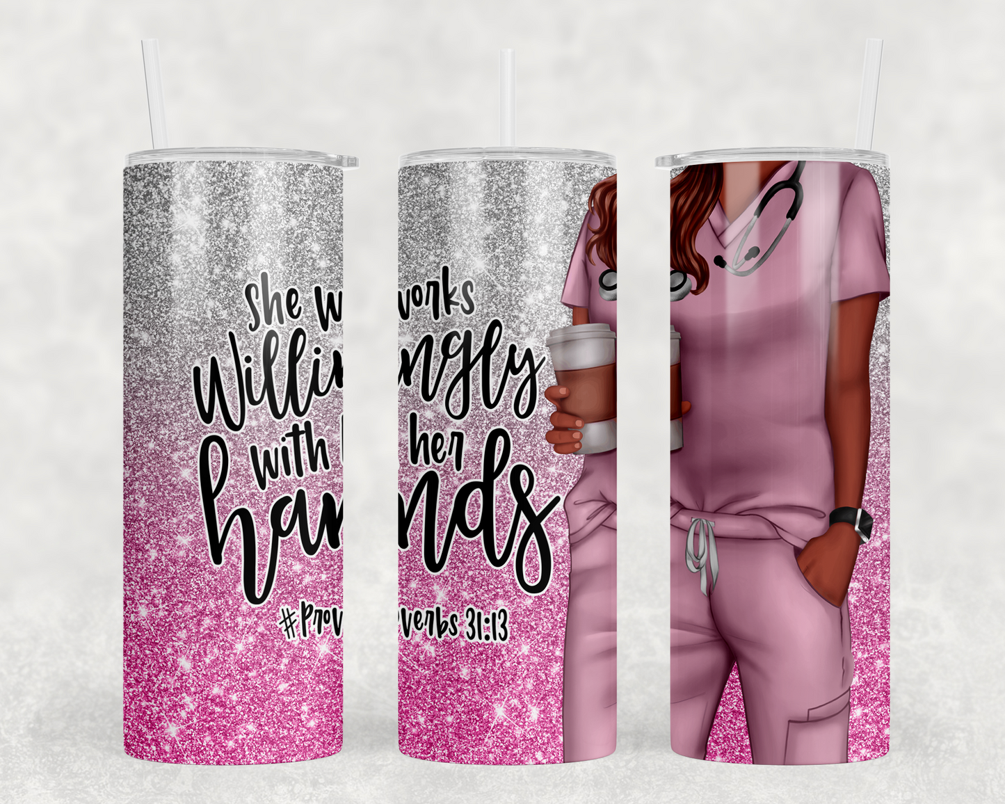 "She Works Willingly" Stainless Steel Tumbler