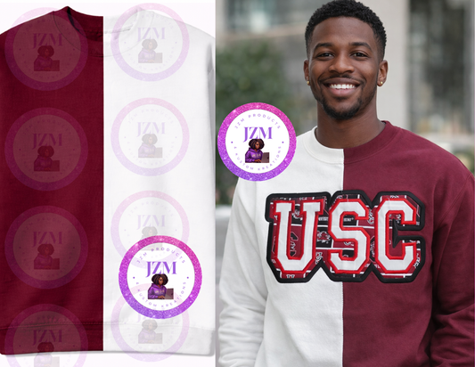 USC Two-Tone Crewneck Sweatshirt | Custom Stitched Collegiate Style