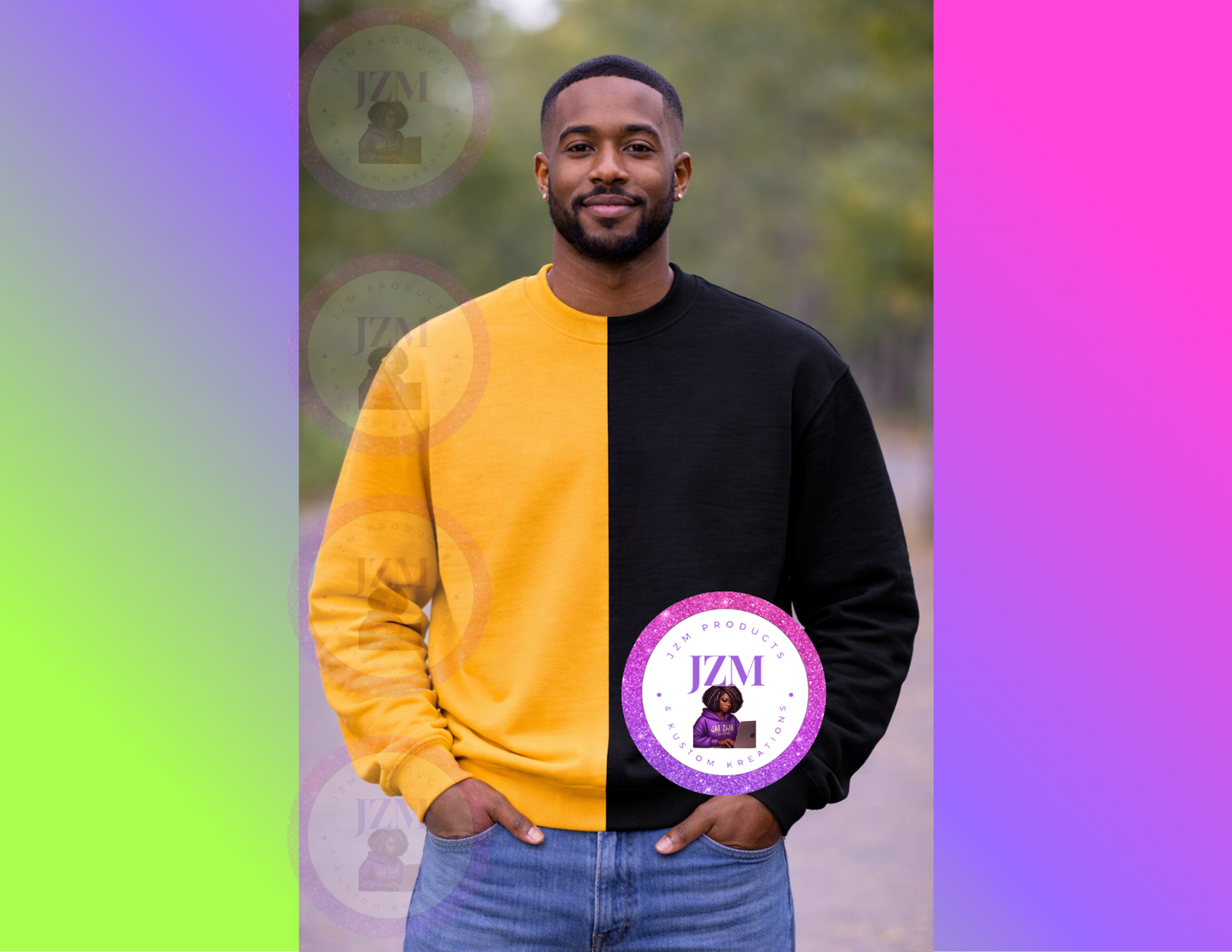 Two Toned/Color Block Crew Neck Sweater