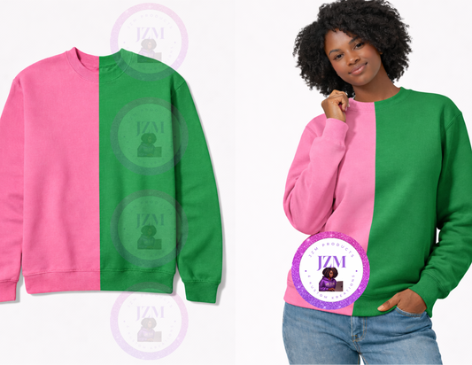 Two Toned/Color Block Crew Neck Sweater