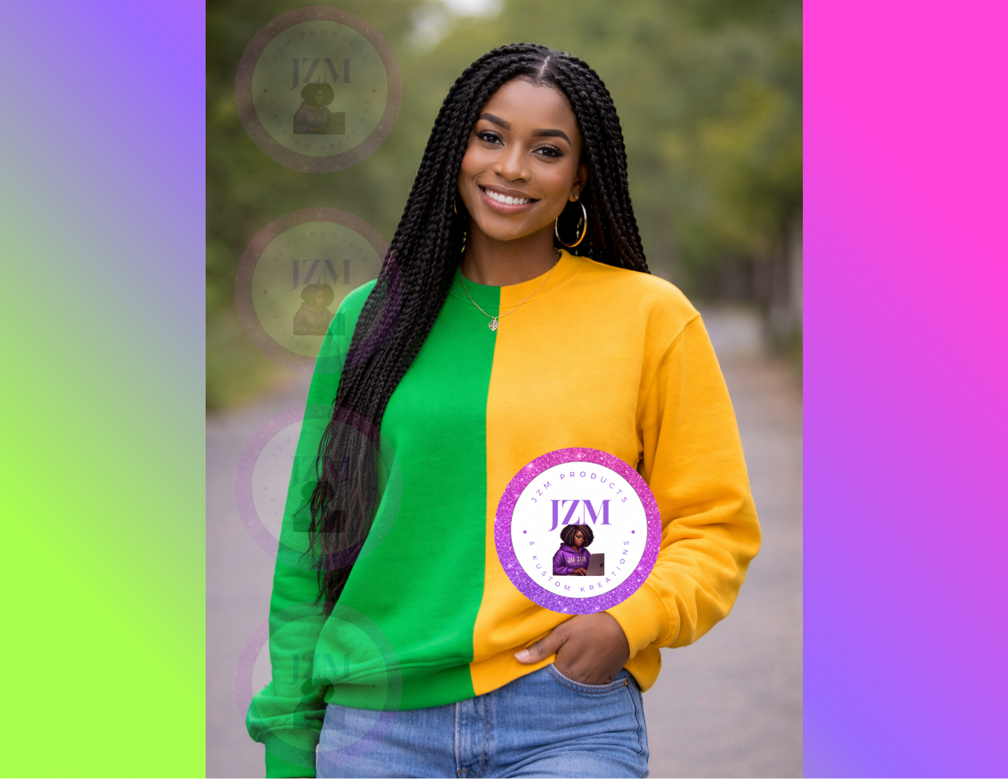 Two Toned/Color Block Crew Neck Sweater