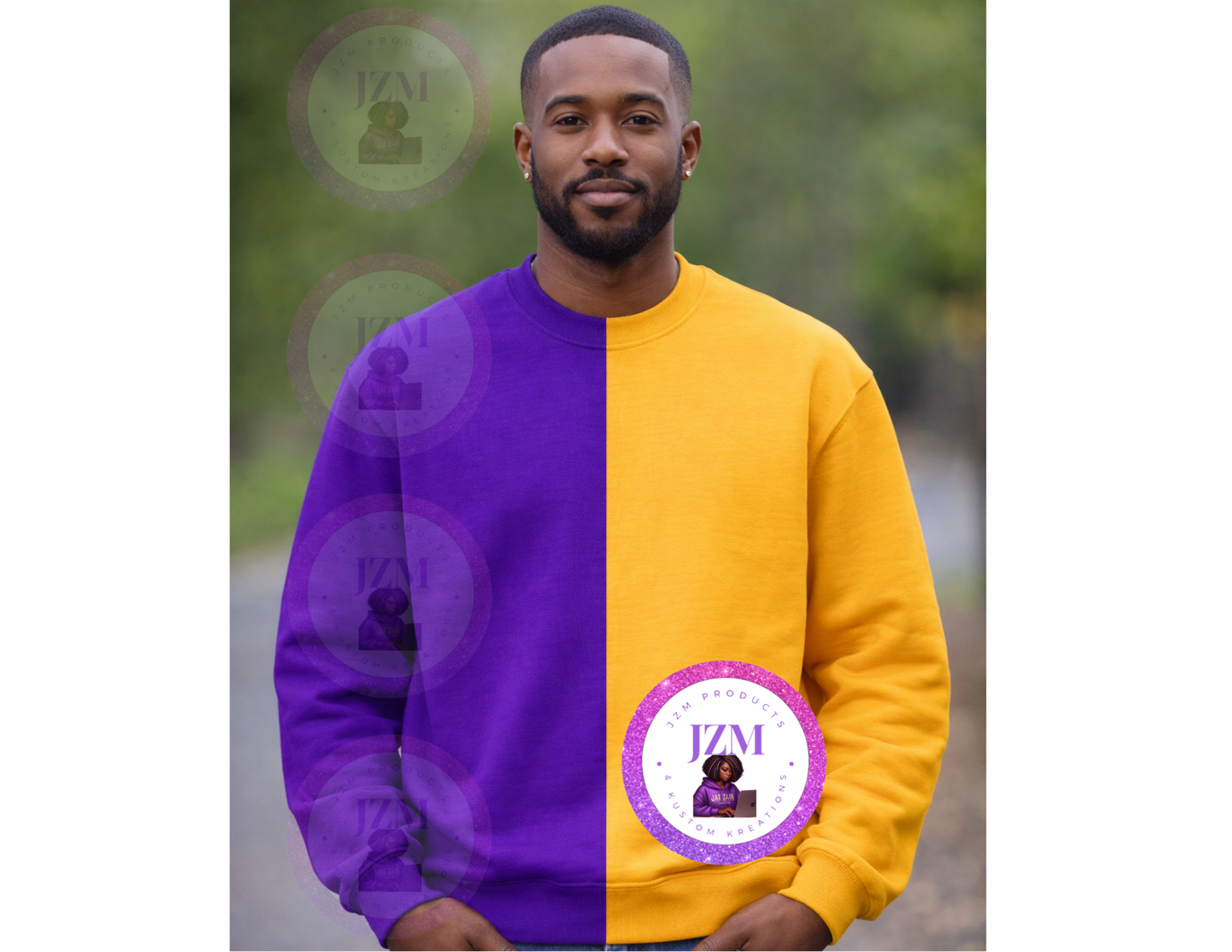 Two Toned/Color Block Crew Neck Sweater