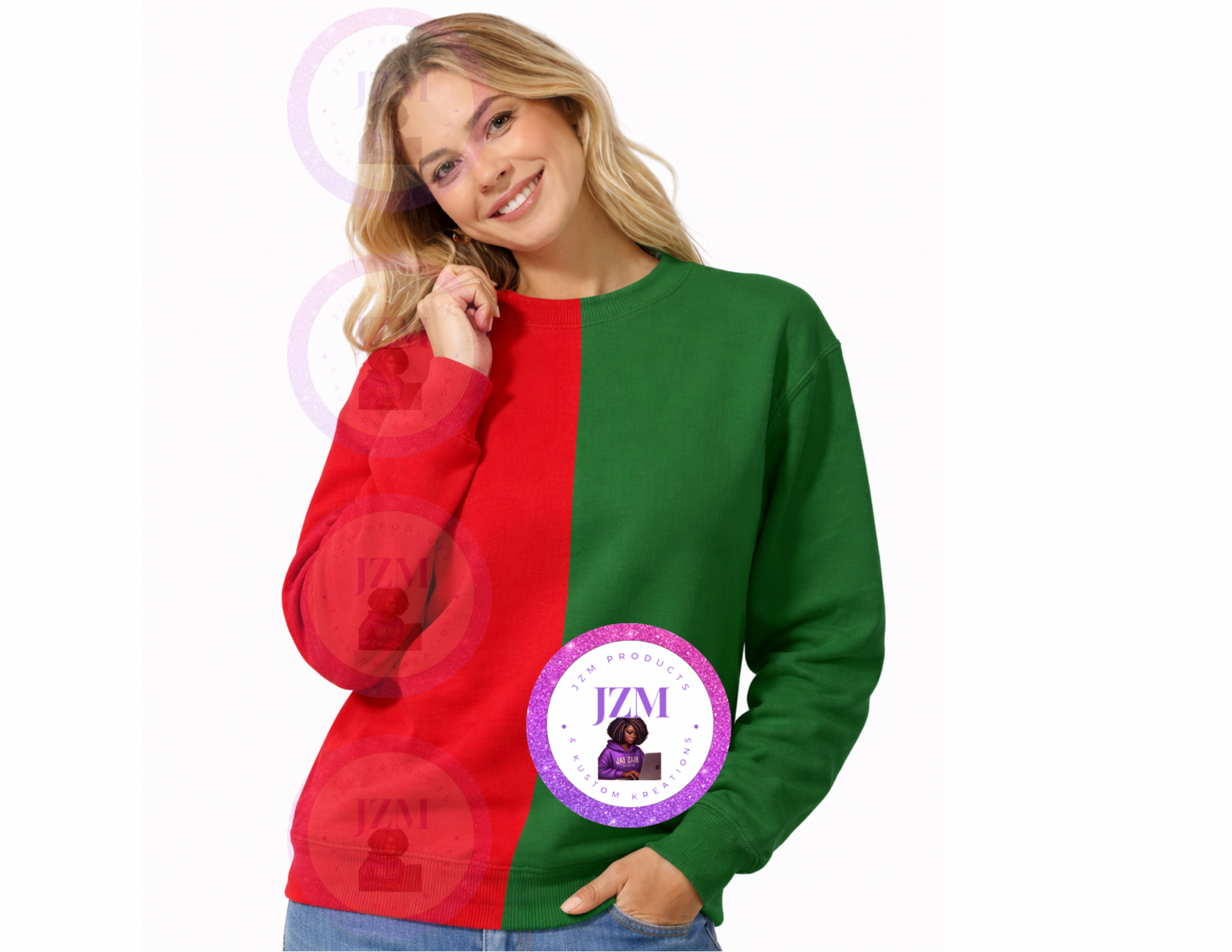 Two Toned/Color Block Crew Neck Sweater