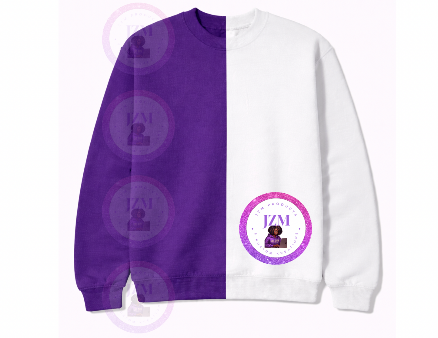 Two Toned/Color Block Crew Neck Sweater