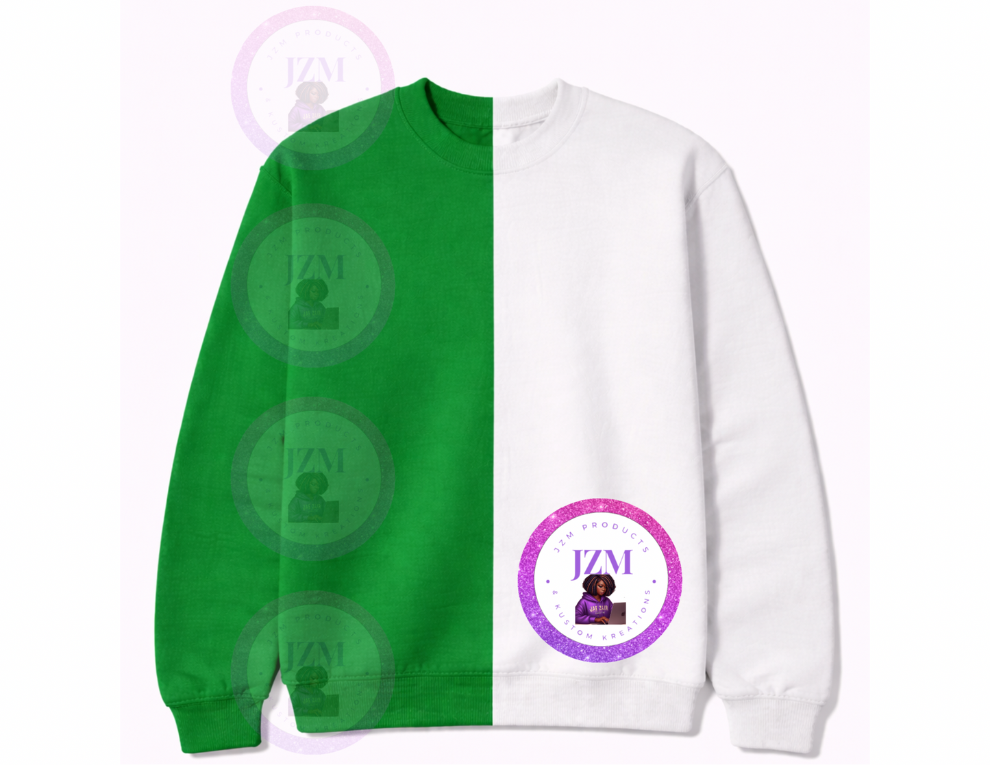 Two Toned/Color Block Crew Neck Sweater