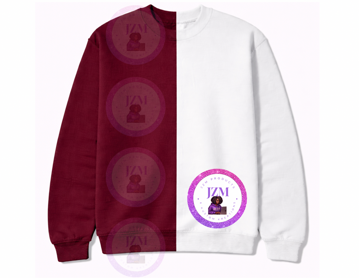 Two Toned/Color Block Crew Neck Sweater