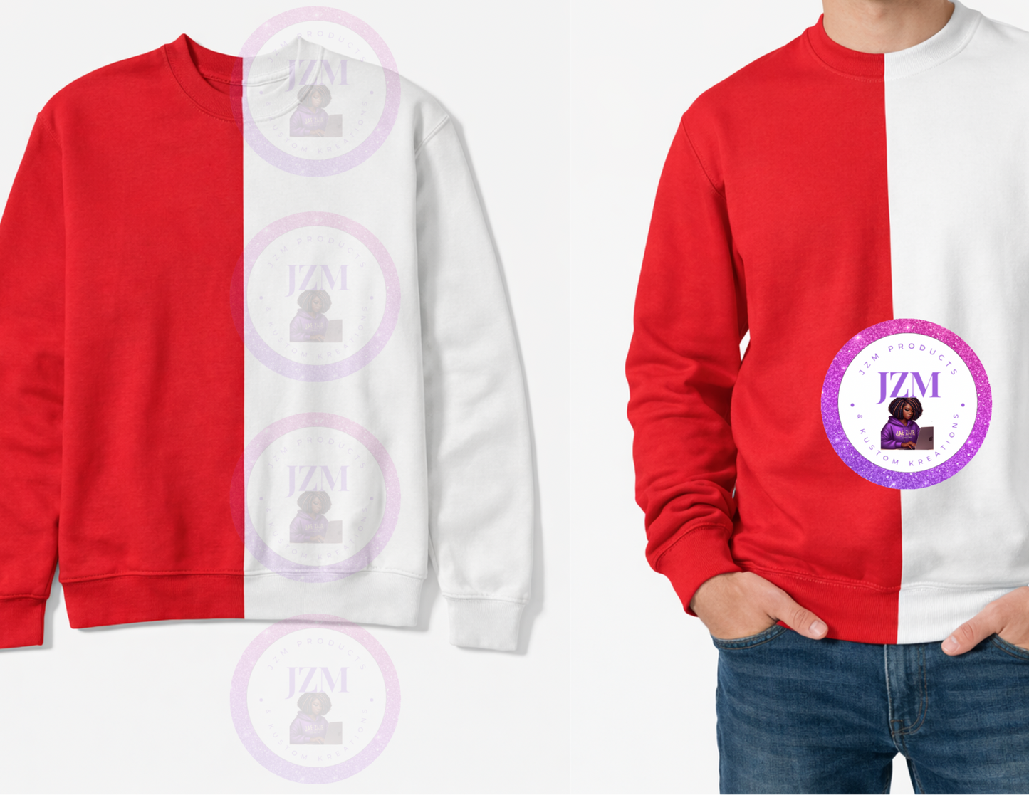 Two Toned/Color Block Crew Neck Sweater