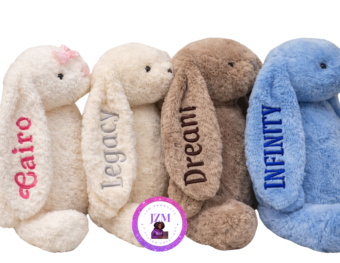 Personalized Embroidered Bunny Plush – Custom Name Easter Bunny Gift (15 Inch)