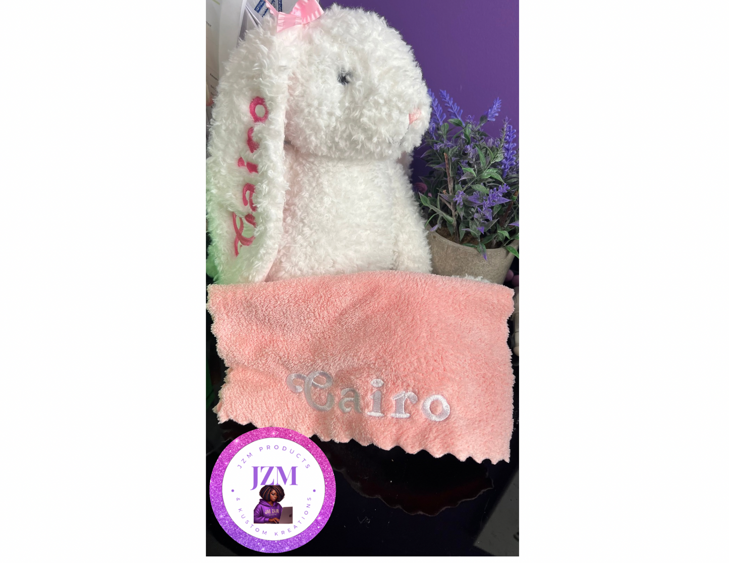 Personalized Embroidered Bunny Plush – Custom Name Easter Bunny Gift (15 Inch)