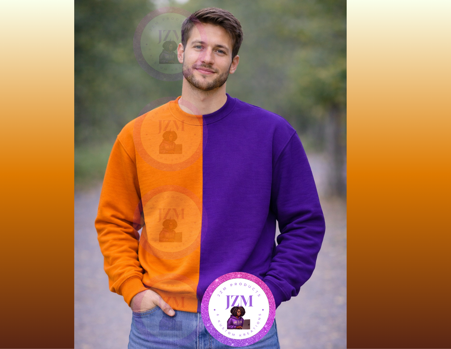 Two Toned/Color Block Crew Neck Sweater
