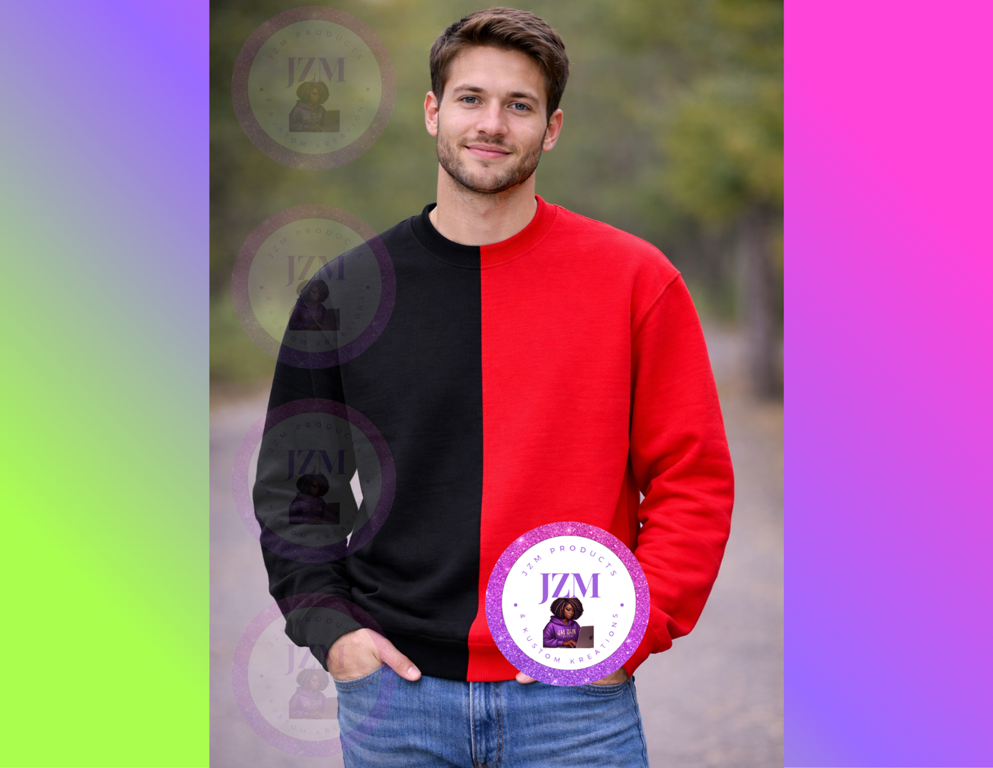 Two Toned/Color Block Crew Neck Sweater