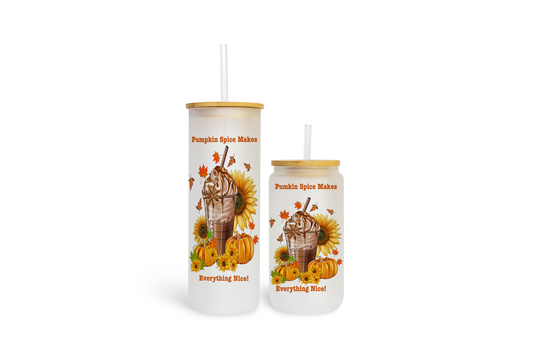 Pumpkin Spice Frosted Clear or Gradient Glass Jar-